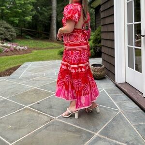 FARM RIO summer sunrise Tropical Red Women's Dress